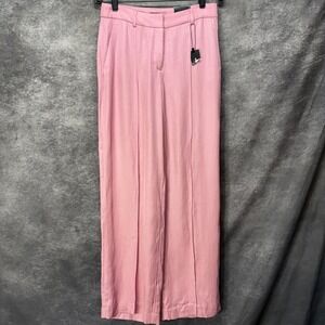 Express Editor High Rise Wide Leg Trouser Pants Pink Women's 6R Career Office